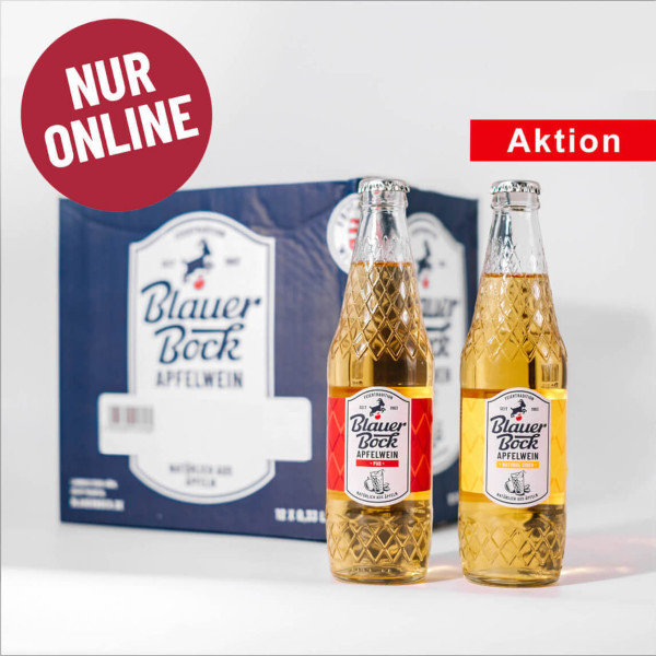 Mix Box Blauer Bock Apfelwein je 12x 0,33 l EINWEG-Flasche pfandfrei Pur/Natural Cider