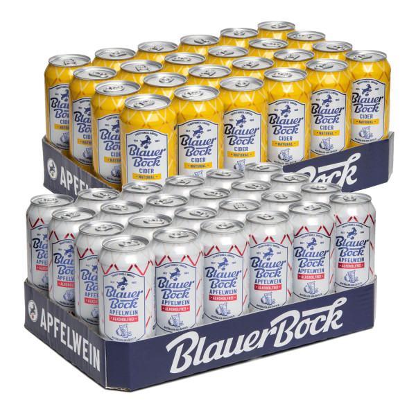 BLAUER BOCK APFELWEIN -Cider/Alkoholfrei- 2x24X 0,5 L EINWEG-DOSE
